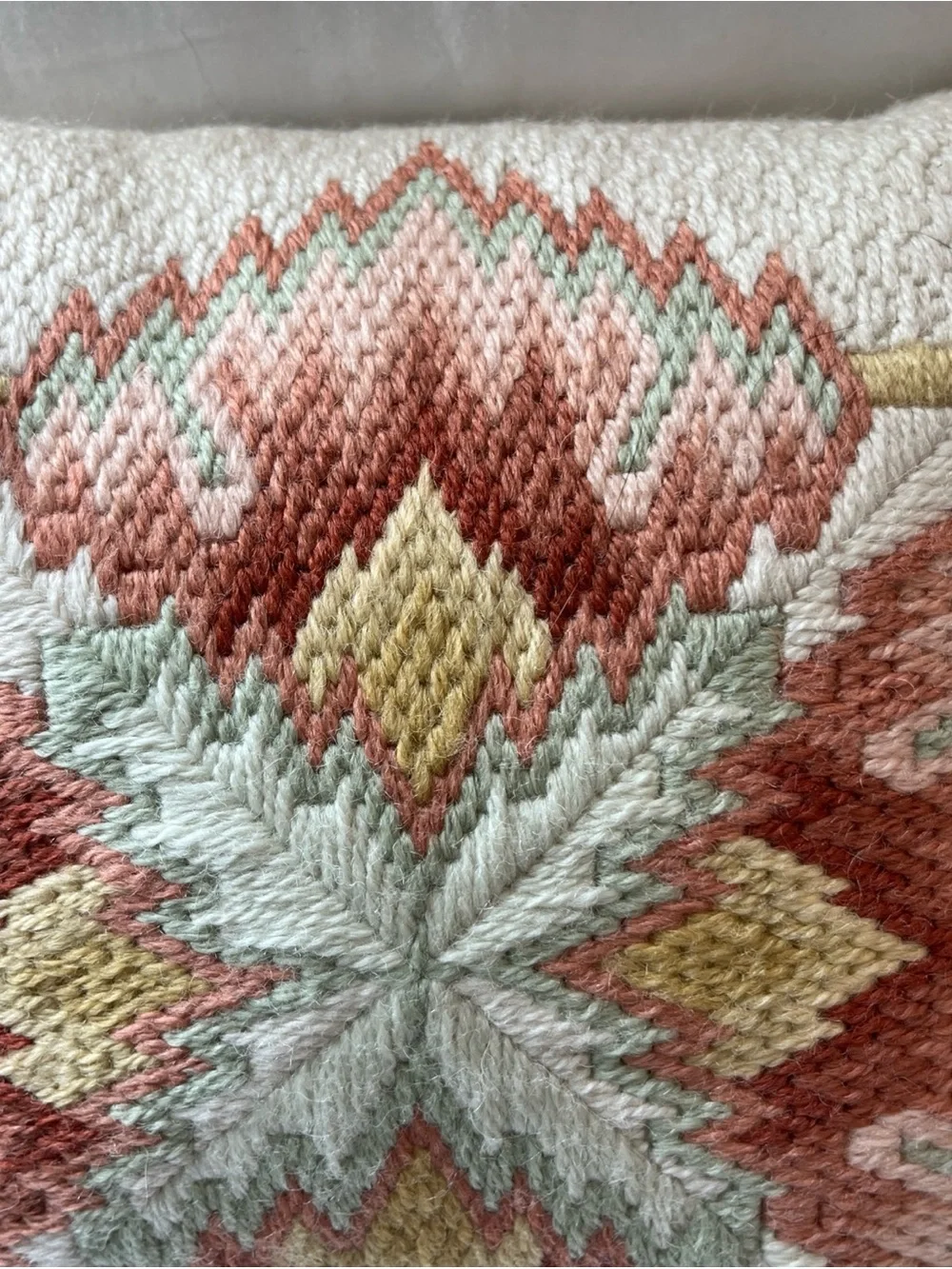 Vintage Florentine Flame Stitch  Geometric Pillow – Southwestern/Bohemian Motif